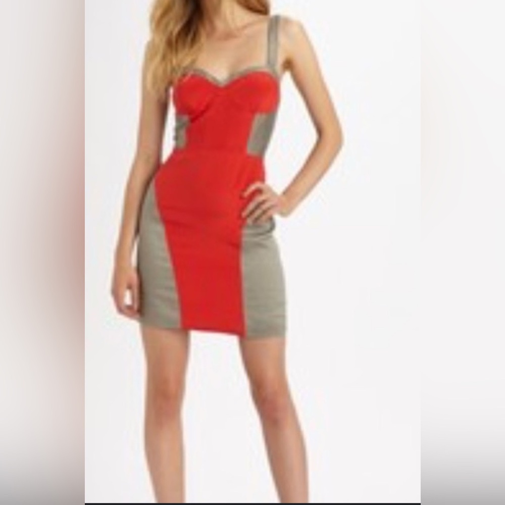 Rebecca Minkoff Claudia dress in Red and Gray Colorblock Dress